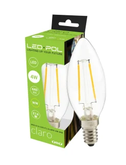 Żarówki Klasyczne|LED-POL Żarówka LED E14 4W barwa ciepła ORO-E14-C35-FL-CLARO-4W