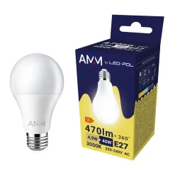 Żarówki Klasyczne|LED-POL Żarówka LED E27 4,9W barwa ciepła AMM-E27-A60-4,9W-WW