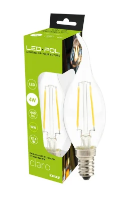 LED-POL Żarówka LED E14 4W barwa ciepła ORO-E14-C35-FL-CLARO-FLAMI-4W