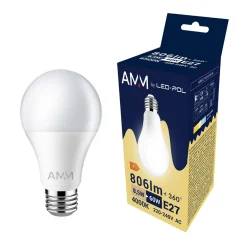 LED-POL Żarówka LED E27 8,5W barwa neutralna AMM-E27-A60-8,5W-DW