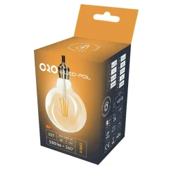 LED-POL Żarówka LED E27 6W barwa neutralna ORO-E27-G80-FL-CLARO-6W-DIMM-DW
