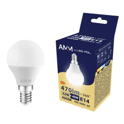 Żarówki Klasyczne|LED-POL Żarówka LED E14 4,9W barwa neutralna AMM-E14-G45-4,9W-DW