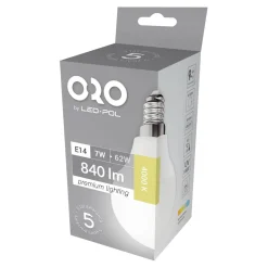 Żarówki Klasyczne|LED-POL Żarówka LED E14 7W barwa neutralna ORO-PREMIUM-E14-G45-7W-XP