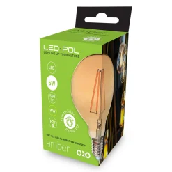 Żarówki Ozdobne|LED-POL Żarówka ozdobna LED E27 6W barwa ciepła ORO-E27-G80-FL-AMBER-6W-DIMM
