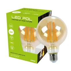LED-POL Żarówka ozdobna LED E27 6W barwa ciepła ORO-E27-G125-FL-AMBER-6W