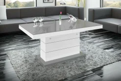 Stoliki Kawowe| Ława rozkładana MATERA LUX połysk szara / biała