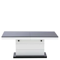 Ława rozkładana MATERA LUX połysk czarna / biała