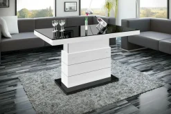 Ława rozkładana MATERA LUX połysk czarna / biała