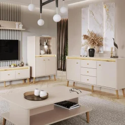 DiTrendi Ława z półką LORENA 120 cm kaszmir