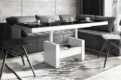 Ławostoły|Stoliki Kawowe| Ławostół z szufladą AVERSA LUX połysk czarny / biały