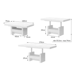 Ławostoły|Stoliki Kawowe| Ławostół z szufladą AVERSA LUX połysk czarny / biały