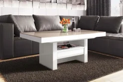 Ławostoły|Stoliki Kawowe| Ławostół z szufladą AVERSA LUX połysk cappucino / biały