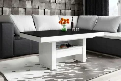 Ławostoły|Stoliki Kawowe| Ławostół z szufladą AVERSA LUX MAT czarny / biały