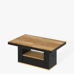 Ławostoły|Stoliki Kawowe|inny Ławostół z szufladą MALAGA LAMI dąb pradawny / czarny połysk 120-170 cm