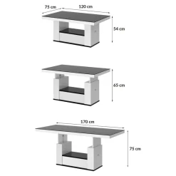 Ławostół z szufladą MALAGA połysk szary /biały