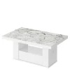 Ławostoły|Stoliki Kawowe| Ławostół z szufladą MALAGA PRINT połysk nadruk marmur / biały