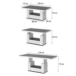 Ławostoły|Stoliki Kawowe| Ławostół z szufladą MALAGA PRINT połysk nadruk marmur / biały