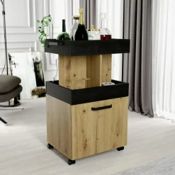 Barki|FORTE Barek na kółkach HOME BAR dąb artisan