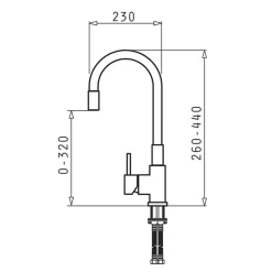 PYRAMIS POLSKA SPÓŁKA Z OGRANICZONĄ ODPOWIEDZIALNOŚCIĄ Bateria kuchenna z elastyczną wylewką czarna HERA