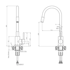 Baterie| Bateria kuchenna z elastyczną wylewką miedziana QUADRON