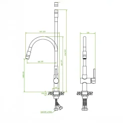 Baterie|inny Bateria zlewozmywakowa z elastyczną wylewką 2 strumienie LAVEO LEX czarna
