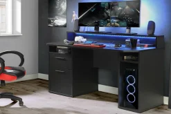 Dzieci FORTE Biurko gamingowe TEZAUR czarne