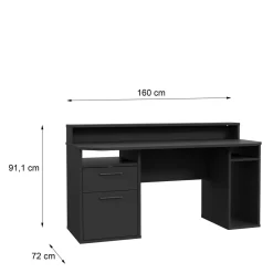 Dzieci FORTE Biurko gamingowe TEZAUR czarne