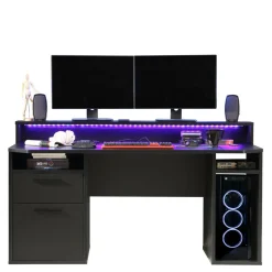 Dzieci FORTE Biurko gamingowe TEZAUR czarne