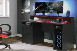 FORTE Biurko gamingowe TEZAUR czarne