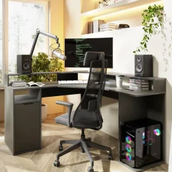 Dzieci Biurko narożne szare CARBON