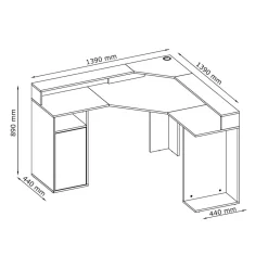 Dzieci Biurko narożne szare CARBON