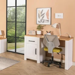 Dzieci Biurko z szafką i szufladą białe LANZETTE