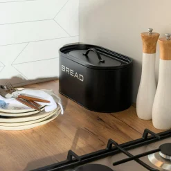inny Chlebak metalowy z pokrywą czarny