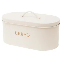 Chlebak metalowy z pokrywą biały 34x15 cm