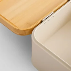 inny Chlebak z bambusową pokrywą kremowy CAPRI 30,5x17,5x15 cm