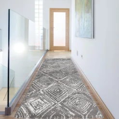 Chodniki|Dywany Z Krótkim Włosiem|inny Chodnik szary w kwadraty NORWAY 67x160 cm