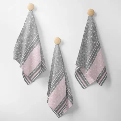 Tekstylia Kuchenne|Tekstylia Kuchenne|Faro Ściereczka kuchenna szaro-różowa CARINO 40x60 cm