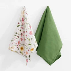 inny Ściereczki kuchenne w kwiaty, zielona 40x60 cm, 2 szt.