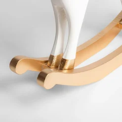 inny Dekoracja biało-złota KOŃ NA BIEGUNACH 30 cm