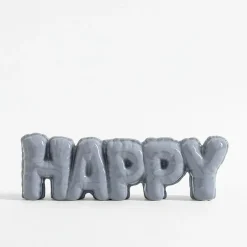 inny Dekoracja napis HAPPY szary