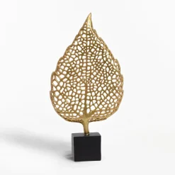 Figurki Dekoracyjne|inny Dekoracja stojąca czarno-złota LIŚĆ