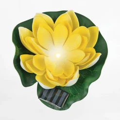 Lampy Ogrodowe|Lampy Ogrodowe|Zumaline Dekoracja zewnętrzna solarna LED IP44 żółta KWIAT LOTOSU