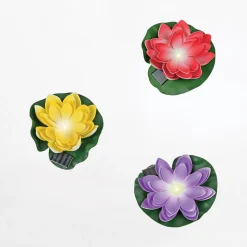 Zumaline Dekoracja zewnętrzna solarna LED IP44 czerwona KWIAT LOTOSU