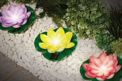 Zumaline Dekoracja zewnętrzna solarna LED IP44 czerwona KWIAT LOTOSU