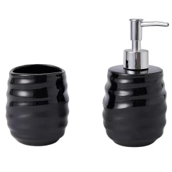 Dozownik do mydła ceramiczny czarny 17 cm