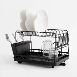 Suszarki I Ociekacze|inny Dwupoziomowa suszarka na naczynia czarna 44,3x33x26,8 cm