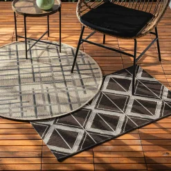 Chodniki|Dywany Zewnętrzne| Dywan geometryczny antracytowy JUTA 80x150 cm