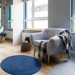 Dywany Shaggy| Dywan okrągły ciemnoniebieski PULY 80 cm