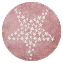 Dzieci Dywan okrągły KIDS GWIAZDA różowy 120 cm