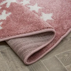 Dzieci Dywan okrągły KIDS GWIAZDA różowy 120 cm